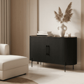 Schwarzes geripptes Sideboard mit 2 Türen