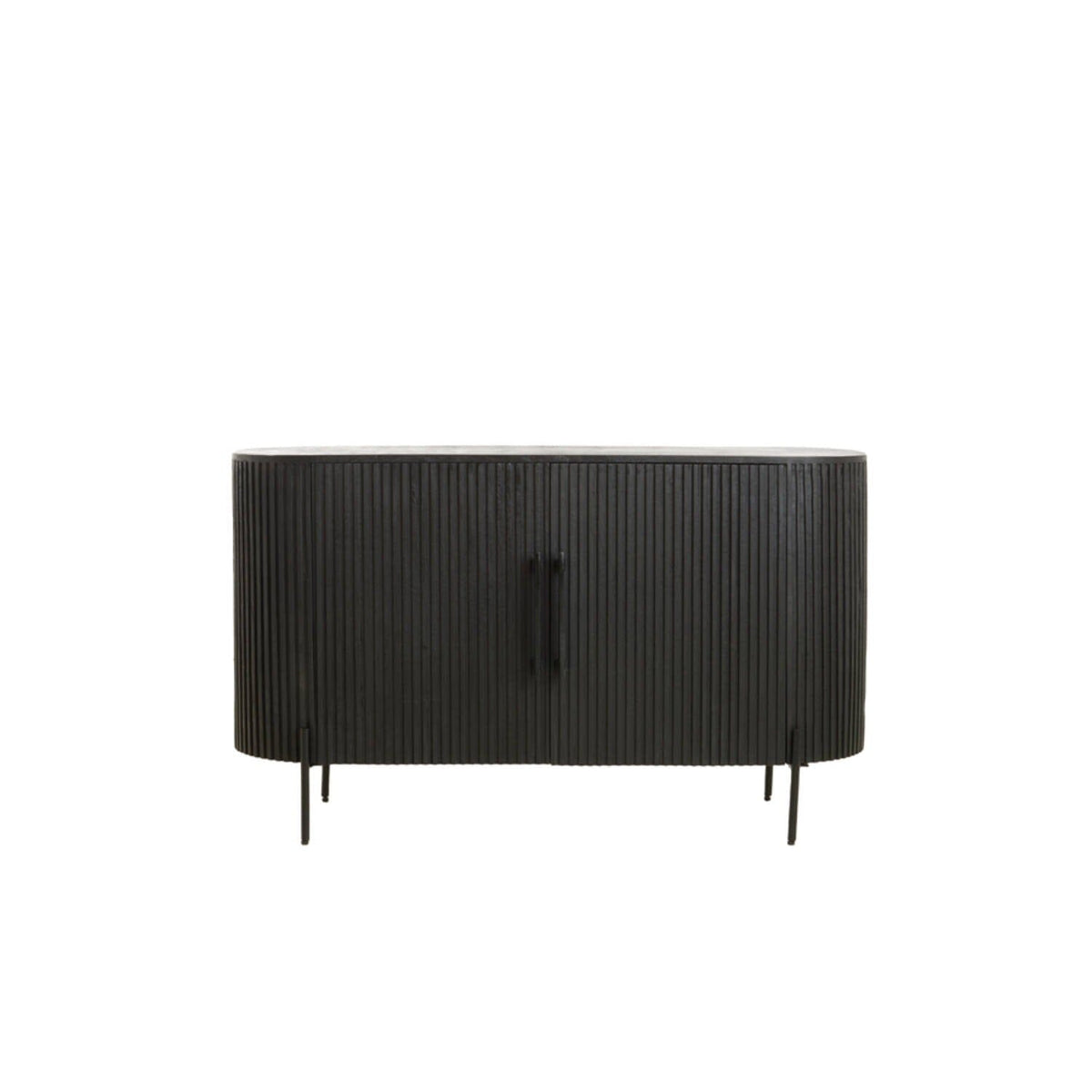 Schwarzes geripptes Sideboard mit 2 Türen