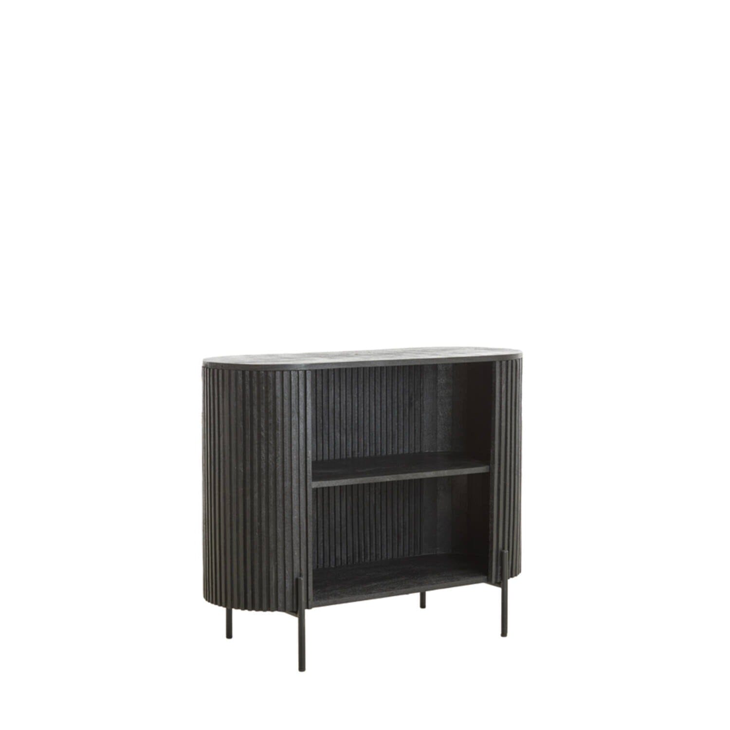 Schwarzes geripptes offenes Sideboard