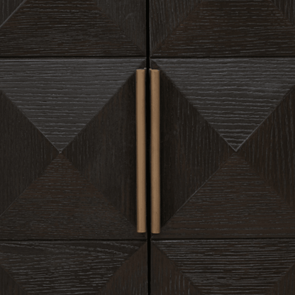 Dunkelbraunes Sideboard mit 4 Türen und Travertinplatte