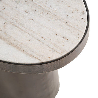 Bronze Ovaler Beistelltisch mit Marmorplatte