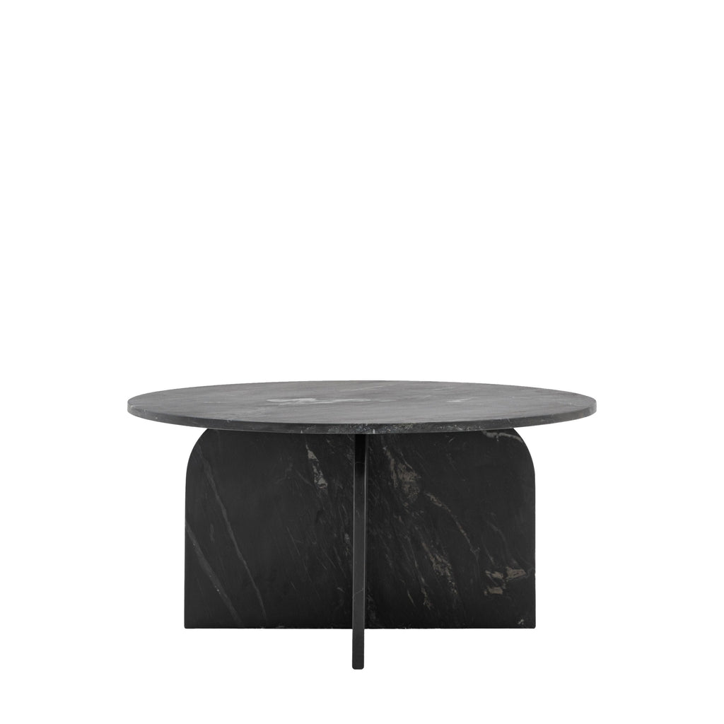 Runder Couchtisch aus schwarzem Marmor