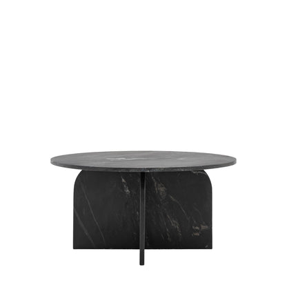 Runder Couchtisch aus schwarzem Marmor