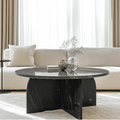 Runder Couchtisch aus schwarzem Marmor