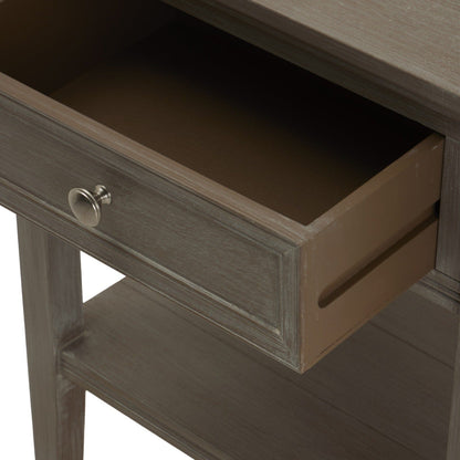 Grau lasierter Beistelltisch mit 1 Schublade aus Holz