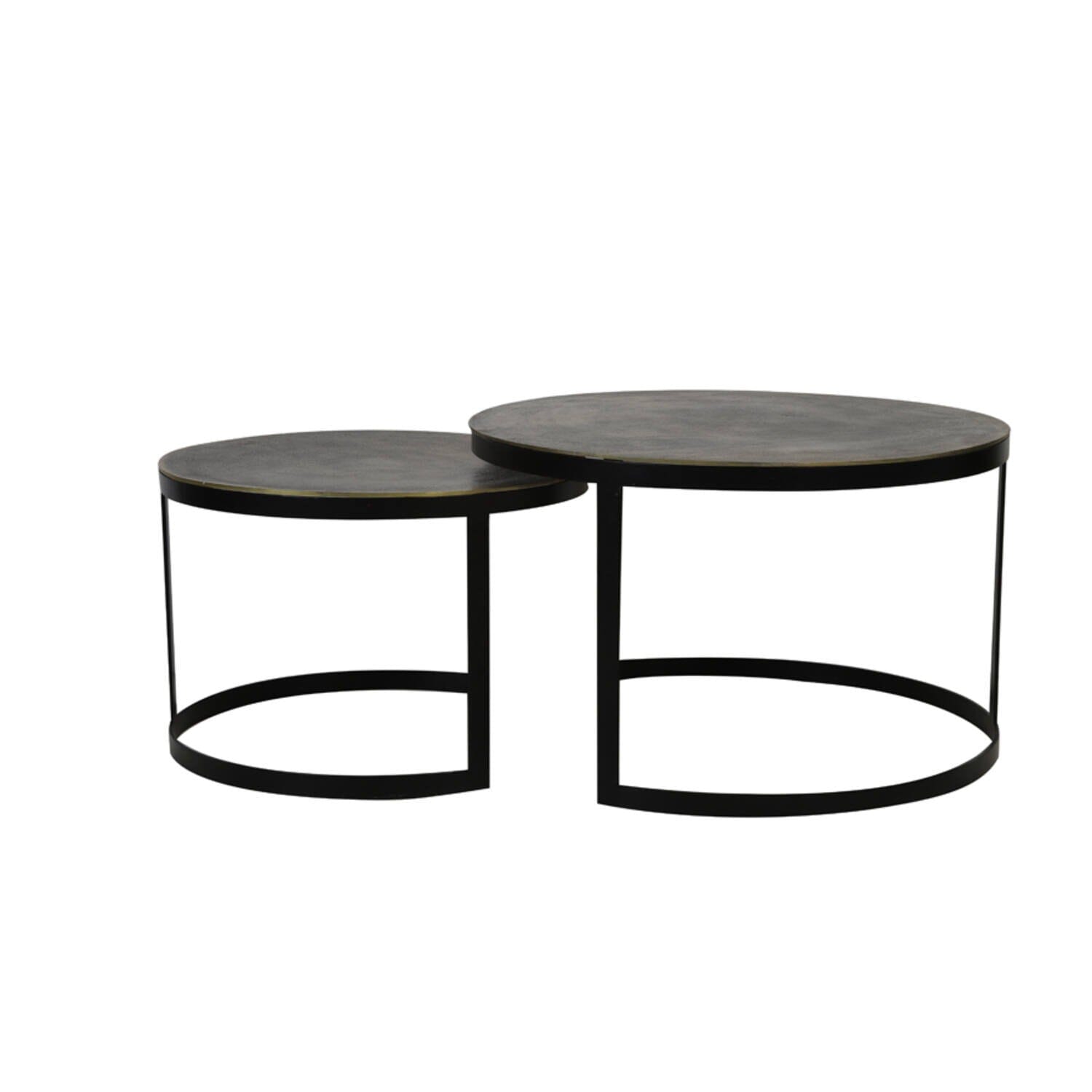 Geschachtelte Couchtische in Schwarz und Antikbronze