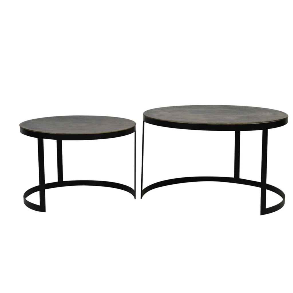 Geschachtelte Couchtische in Schwarz und Antikbronze