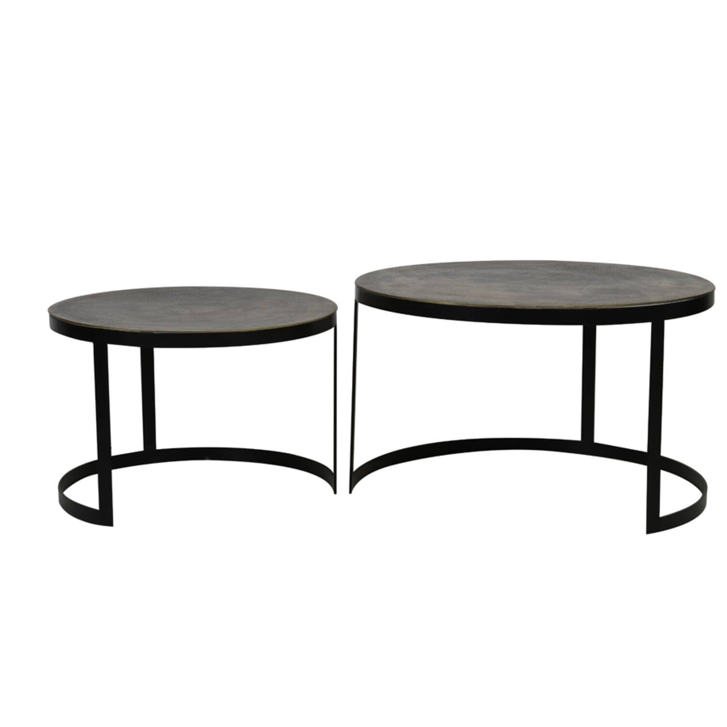 Geschachtelte Couchtische in Schwarz und Antikbronze