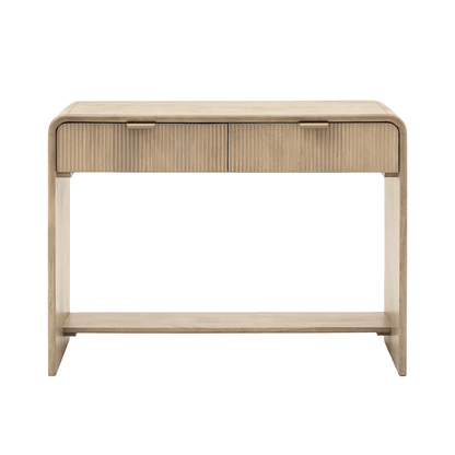 Gerippter Konsolentisch aus Holz mit 2 Schubladen