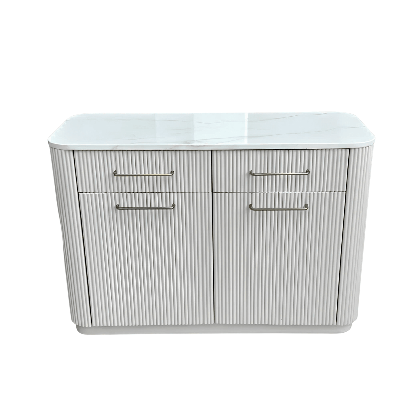 Geripptes Sideboard mit Marmorplatte