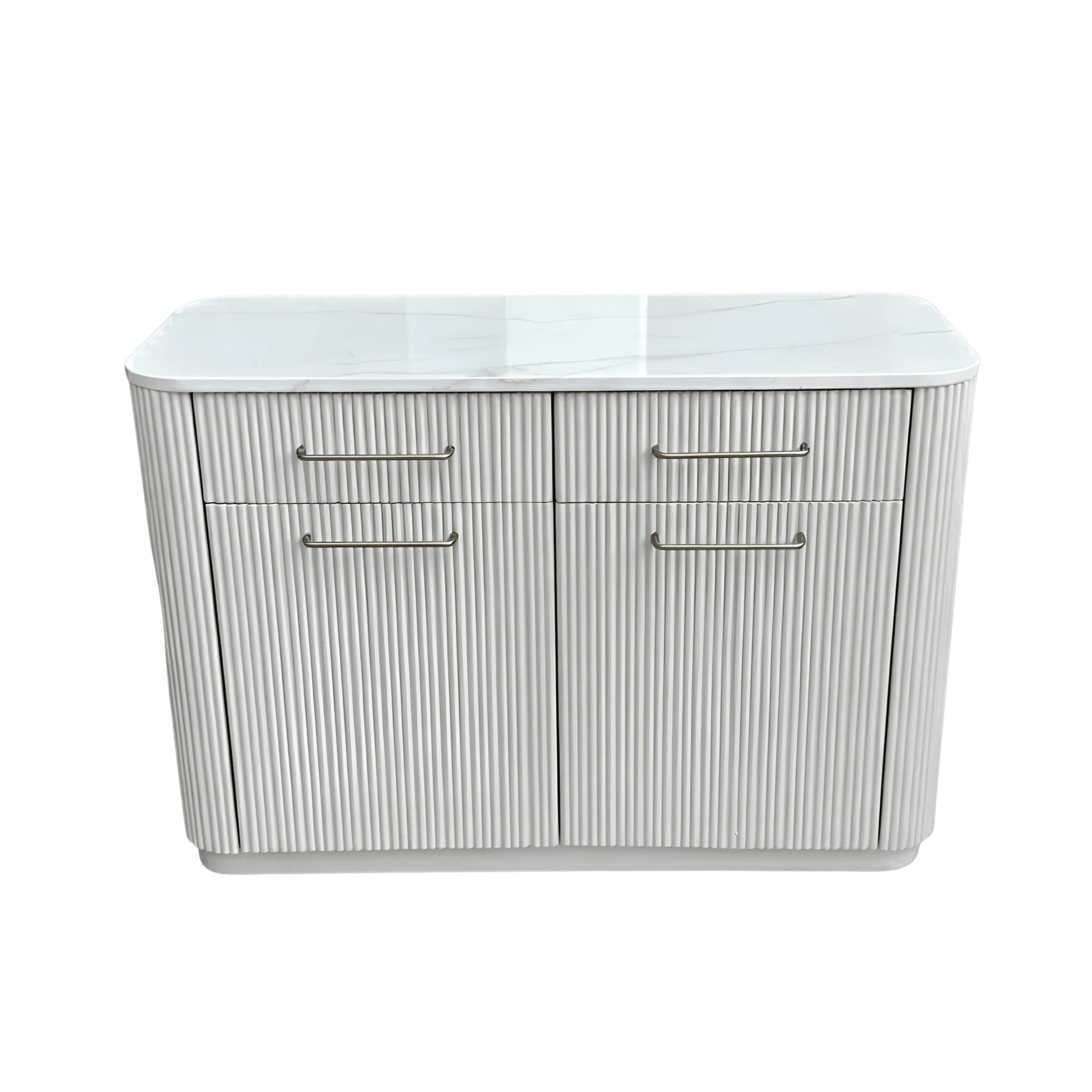 Geripptes Sideboard mit Marmorplatte