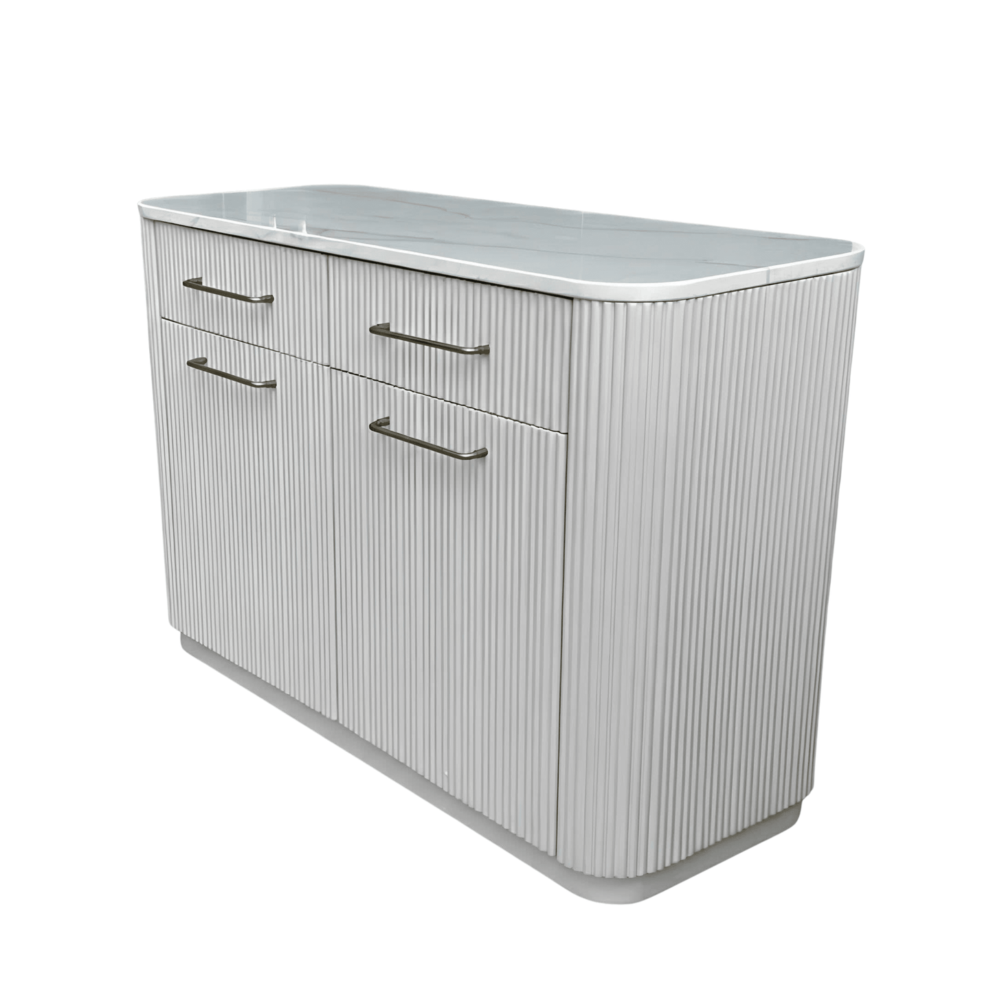 Geripptes Sideboard mit Marmorplatte