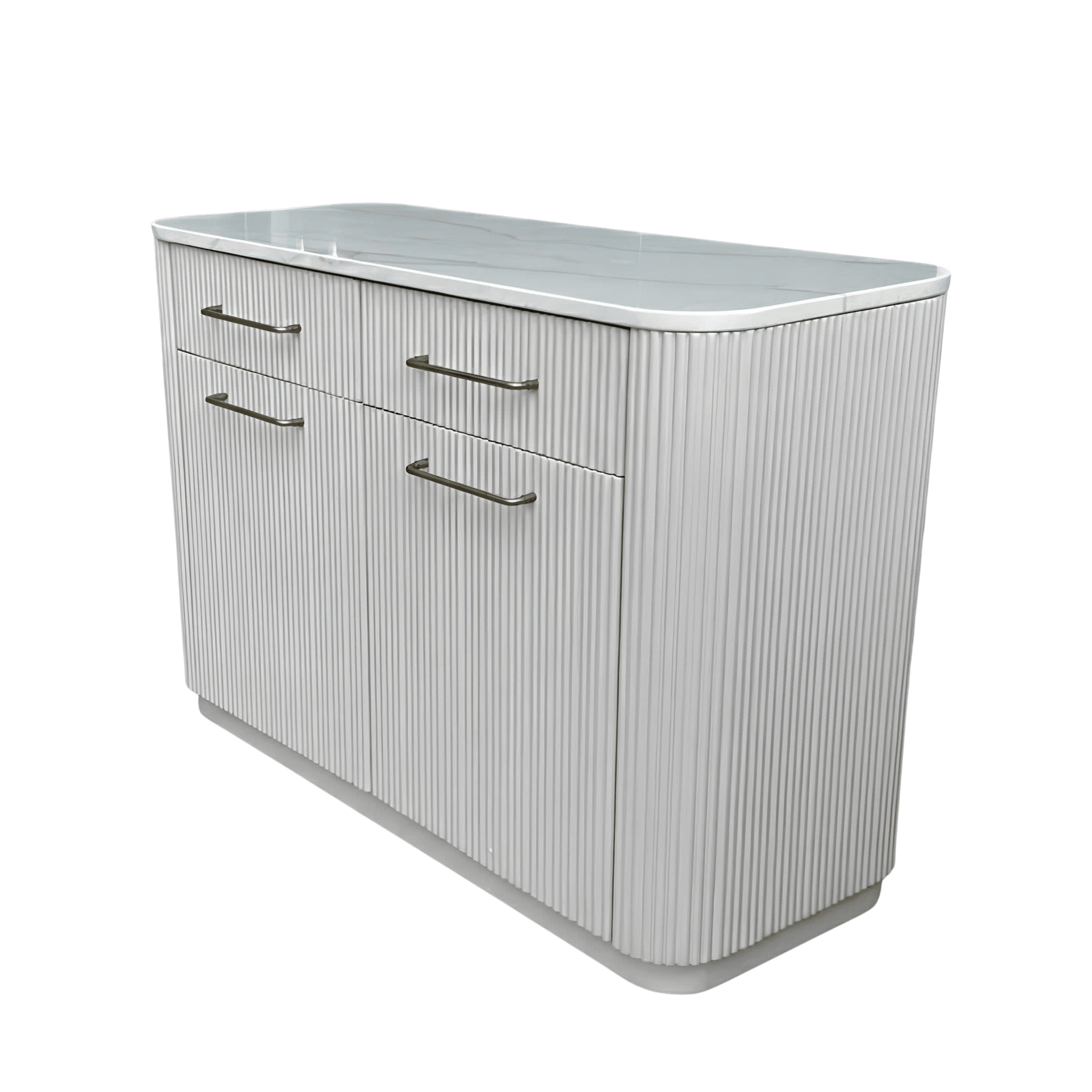 Geripptes Sideboard mit Marmorplatte