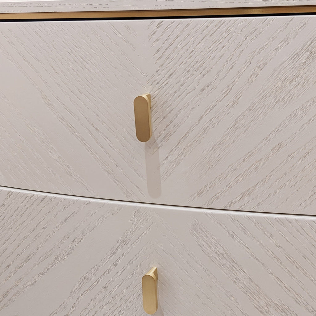 Elfenbein- & Gold-Nachttisch mit 2 Schubladen