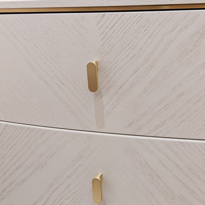 Elfenbein- & Gold-Nachttisch mit 2 Schubladen