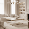 Couchtisch Beige Granit & Gold Quadratisch