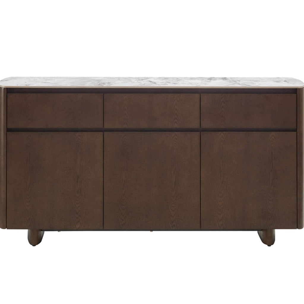 Walnuss-Sideboard mit Steinplatte