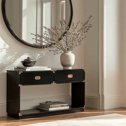 Konsole mit 2 Schubladen in Schwarz & Gold