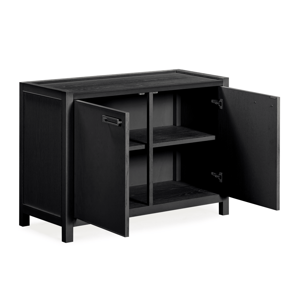 Sideboard aus schwarz gebeiztem Eichenfurnier mit 2 Türen