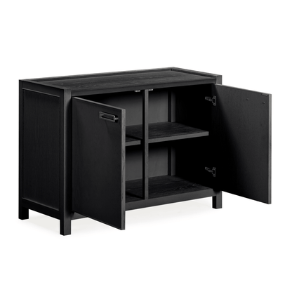 Sideboard aus schwarz gebeiztem Eichenfurnier mit 2 Türen