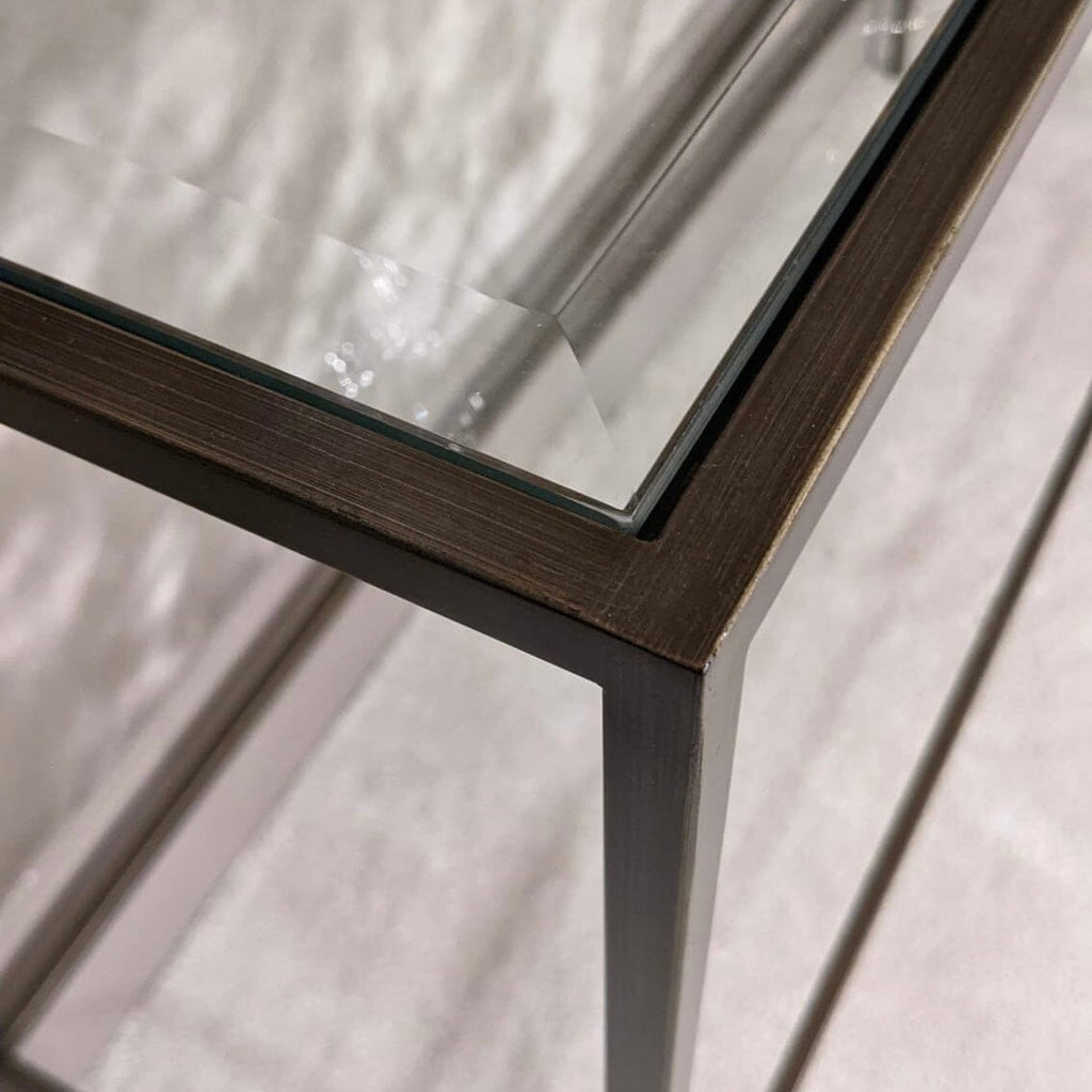 Bronze Konsolentisch mit Glasplatte