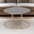 Antiker Couchtisch aus Gold und schwarzem Glas