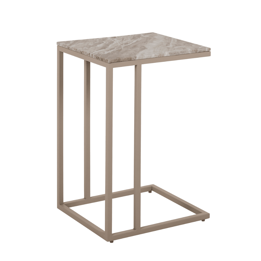 Taupe- und Marmor-Sofatisch
