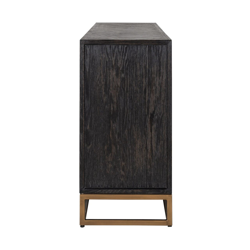 Schwarzes Chevron-Sideboard mit Messinggriffen