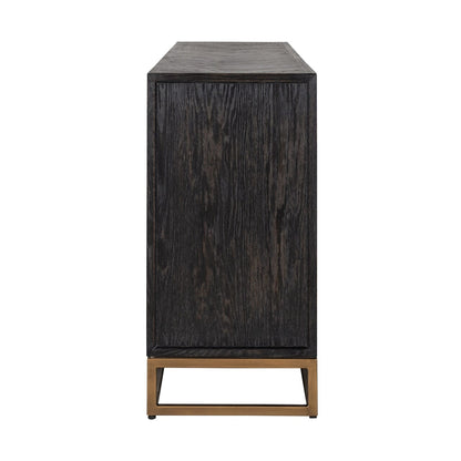 Schwarzes Chevron-Sideboard mit Messinggriffen
