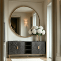 Schwarzes Chevron-Sideboard mit Messinggriffen