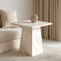 Beistelltisch aus taupe- und cremefarbenem Marmor
