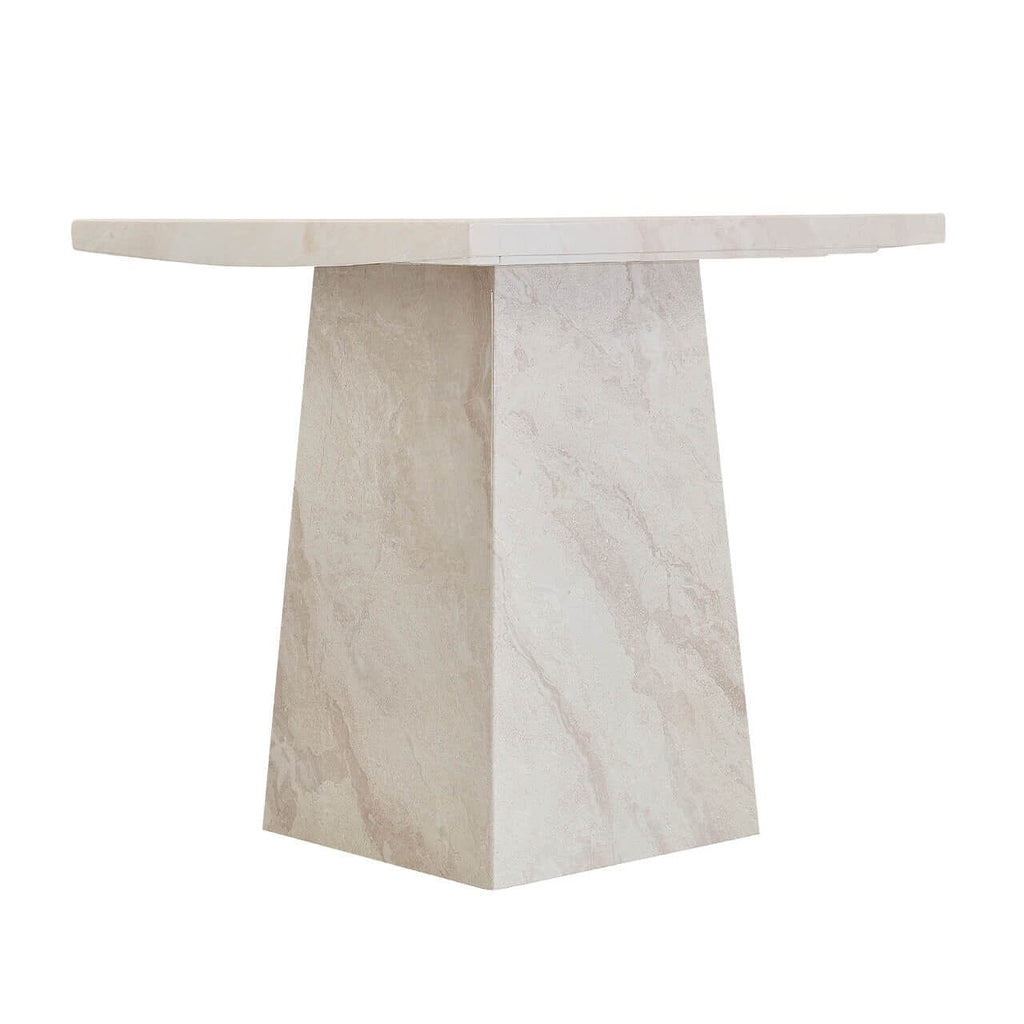 Beistelltisch aus taupe- und cremefarbenem Marmor