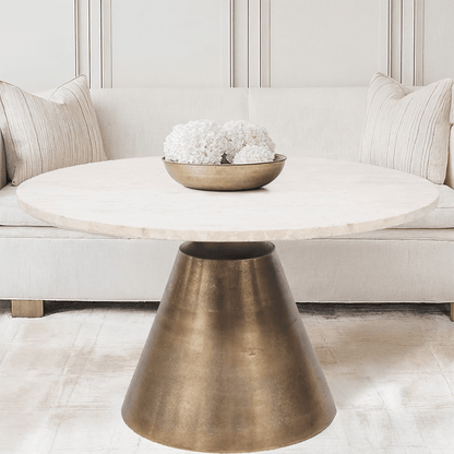 Großer Couchtisch aus Gold und Marmor