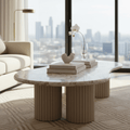 Couchtisch mit Steinform und Marmorplatte