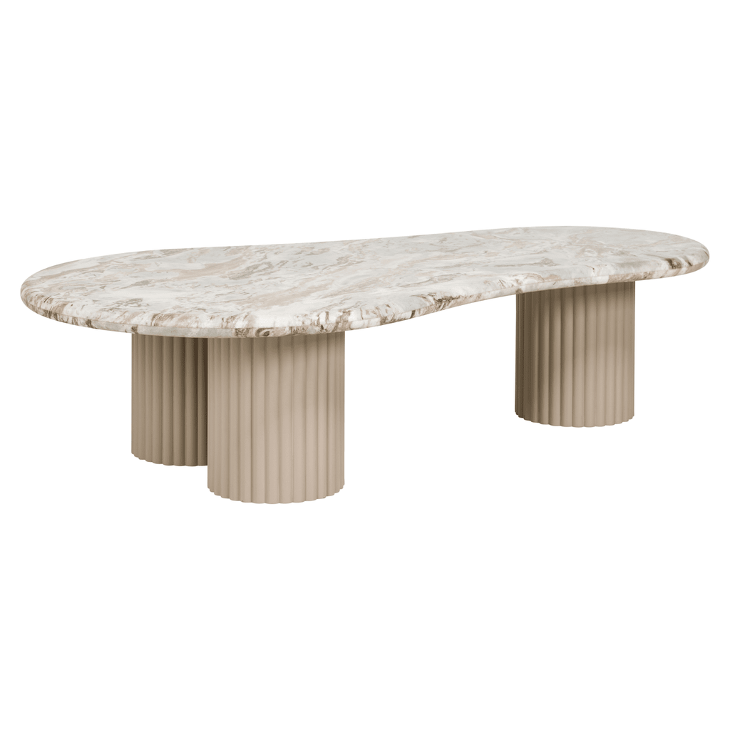 Couchtisch mit Steinform und Marmorplatte