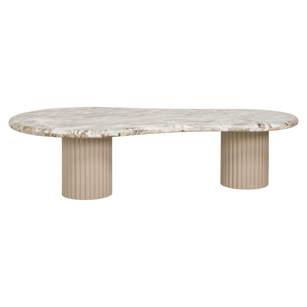 Couchtisch mit Steinform und Marmorplatte