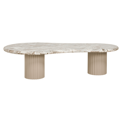 Couchtisch mit Steinform und Marmorplatte