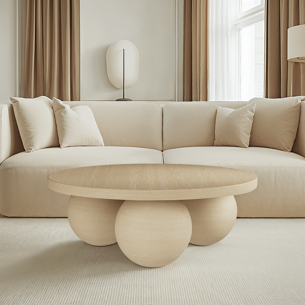 Matter Beiger Runder Couchtisch