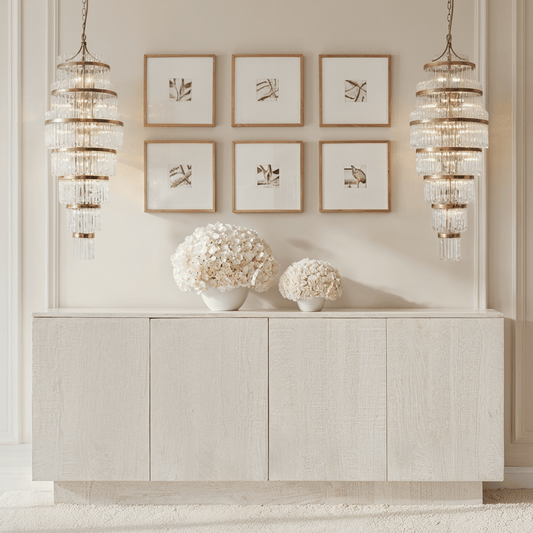 Sideboard mit 4 Türen, gekalkt