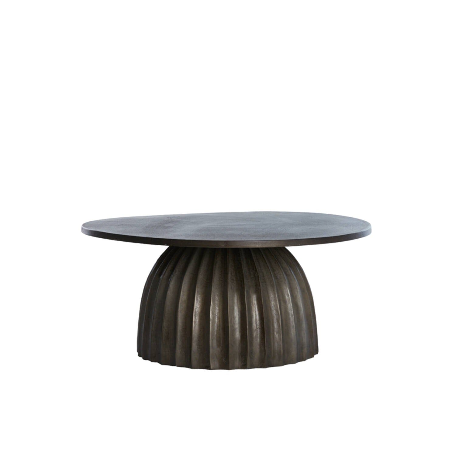 Dunkelbrauner runder Couchtisch